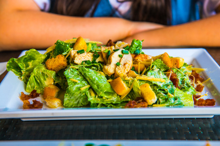 Caesar salad with grilled chicken, Thailand.の写真素材