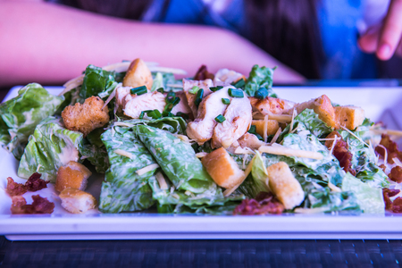 Caesar salad with grilled chicken, Thailand.の写真素材