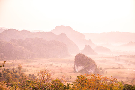 Beautiful Mountain View of Phu Langka National Park, Thailand.