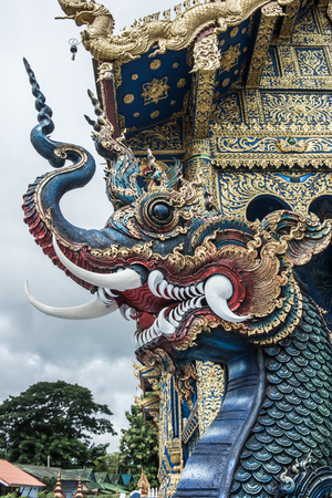 Naga molding art at Rong Sua Ten temple, Thailand.の写真素材