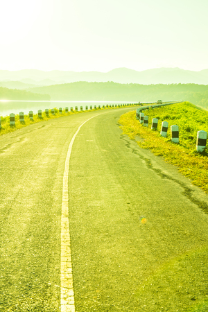 Small road at Mae Tam reservoir, Thailand.の写真素材