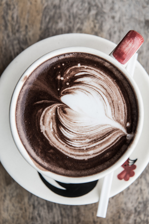 Hot chocolate in Thai style cup, Thailand.の写真素材