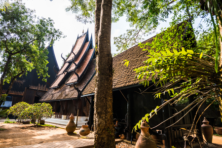 Some building of black house museum at Chiangrai province, Thailand.の写真素材