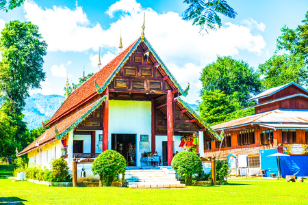 Thai style church at Nam Hu temple, Thailand.の写真素材