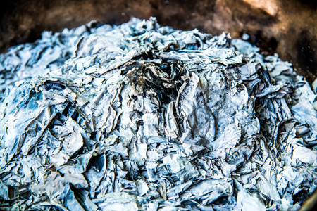 Ashes from joss paper in Chinese new year festival at Thailand.の写真素材