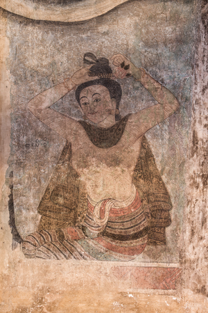 Ancient mural painting at Wat Phumin, Thailand.のeditorial素材