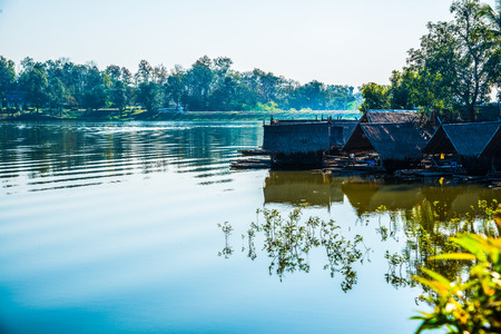 Landscape view of Huay Tueng Tao lake in Chiangmai province, Thailand.の写真素材