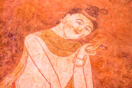 Ancient mural painting at Wat Phumin, Thailand.の写真素材