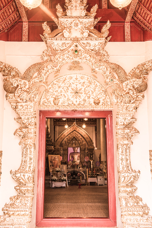 Ancient buddha statue in Phaya Wat temple, Thailand.の写真素材