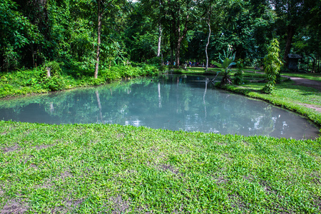 Pond at Buatong water fall and Jedsee fountain forest park, Thailand.の写真素材
