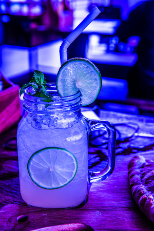 Iced lemonade in glass, Thailand.の写真素材