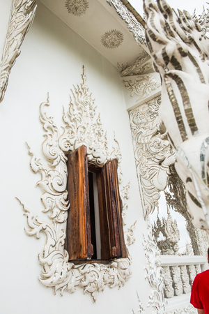 Decoration with molding art at Rong Khun temple, Thailand.の写真素材