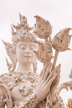 Decoration with molding art at Rong Khun temple, Thailand.の写真素材