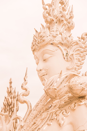 Decoration with molding art at Rong Khun temple, Thailand.のeditorial素材