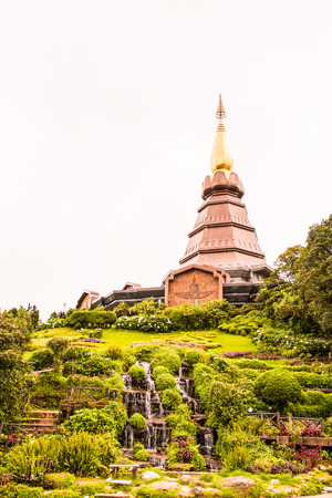 Beautiful stupa on mountain at Doi Inthanon national park, Thailand.の写真素材