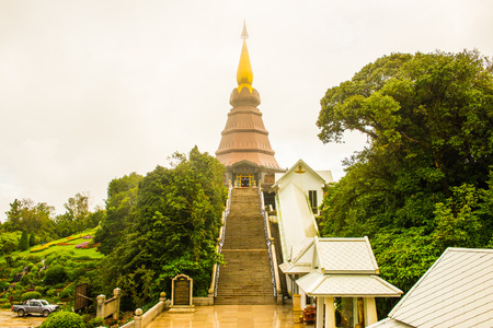 Beautiful stupa on mountain at Doi Inthanon national park, Thailand.のeditorial素材