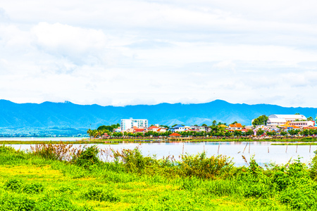 The city beside Kwan Phayao lake, Thailand.のeditorial素材