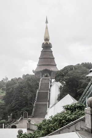 Beautiful stupa on mountain at Doi Inthanon national park, Thailand.の写真素材