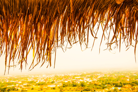 Bird eye view of blure Nan city, Thailand.のeditorial素材