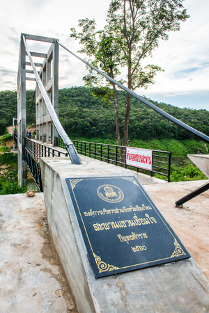 Suspension bridge at Mae Kuang Udom Thara dam, Thailand.のeditorial素材