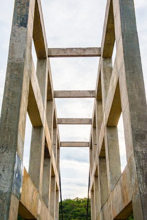 Suspension bridge at Mae Kuang Udom Thara dam, Thailand.の写真素材