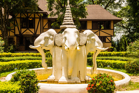Elephant statue in the garden, Thailand.の写真素材