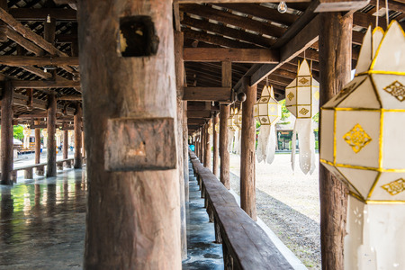 Beautiful Wooden Building in Cherntawan International Meditation Center, Thailand.のeditorial素材