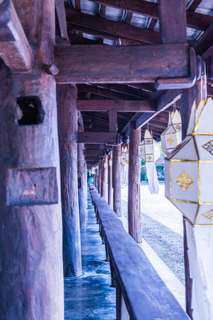 Beautiful Wooden Building in Cherntawan International Meditation Center, Thailand.のeditorial素材