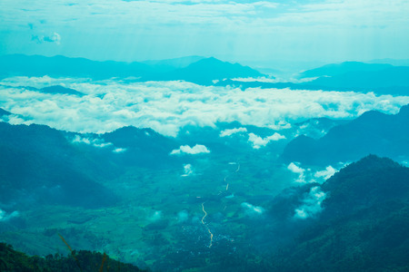 Mountain View at Phu Chi Fa View Point in Chiangrai Province, Thailand.の写真素材
