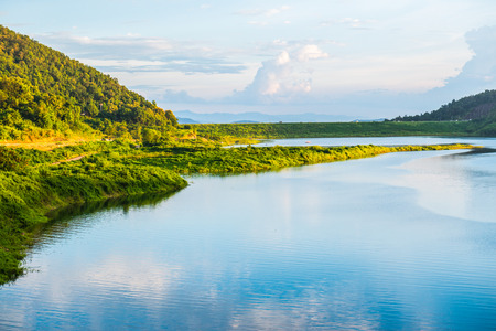 Landscape view of Mae Kuang Udom Thara dam, Thailand.の写真素材