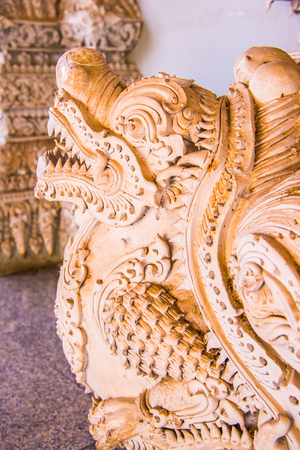 Beautiful molding art at Ming Muang temple in Nan province, Thailand.