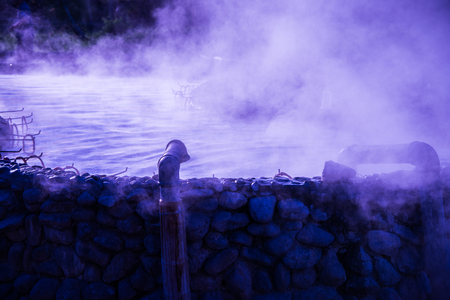 Hot water from underground at Sankamphaeng hot spring, Thailand.の写真素材