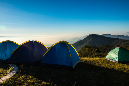 Camping yard on mountain, Thailand.の写真素材