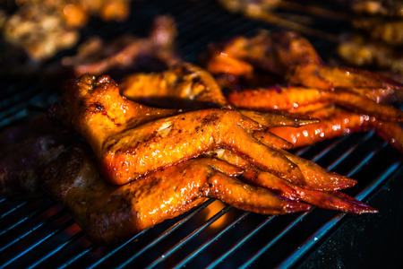 Thai style grilled chicken, Thailand.の写真素材
