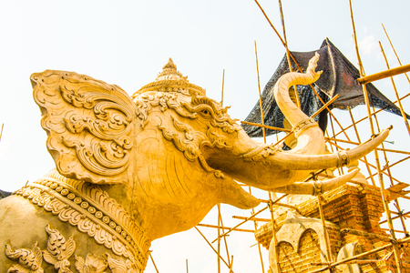 Molding art of elephant statue, Thailand.の写真素材