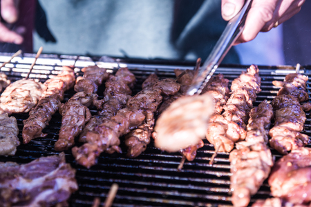 Thai style grilled chicken, Thailand.の写真素材