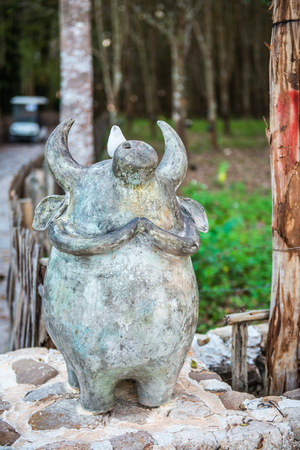 Buffalo statue in park, Thailand.の写真素材