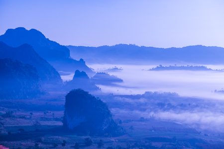 Beautiful Mountain View of Phu Langka National Park, Thailand.の写真素材