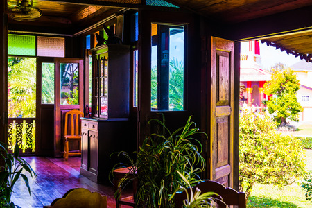 Corridor with light, Thailand.の写真素材