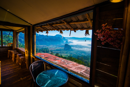 Home with Beautiful Mountain View at Phu Langka National Park, Thailand.のeditorial素材