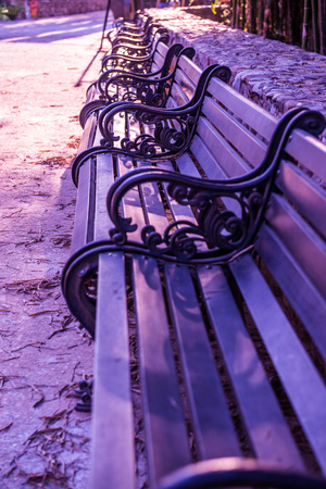 Bench with Walkway at Cherntawan International Meditation Center, Thailand.の写真素材