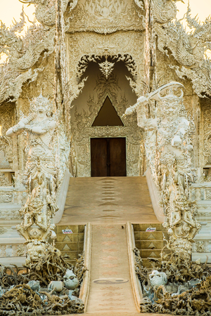 Rong Khun temple in Chiang Rai province, Thailand.のeditorial素材