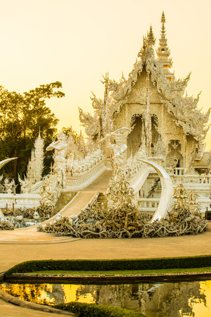 Rong Khun temple in Chiang Rai province, Thailand.の写真素材