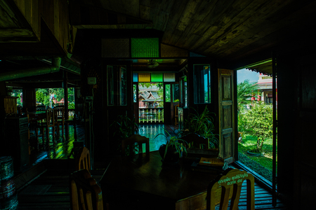 Corridor with light, Thailand.の写真素材