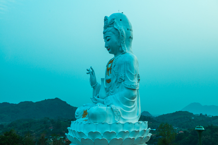 Beautiful Guan Yin statue at Huay Pla Kang temple, Thailand.の写真素材