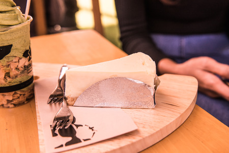 Cheese cake on foil, Thailand.