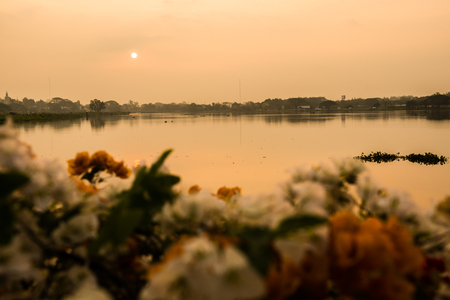 Sunrise at Kwan Phayao lake, Thailand.の写真素材