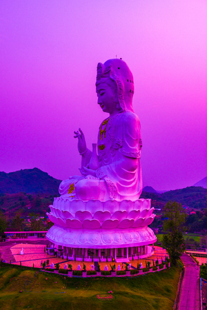 Beautiful Guan Yin statue at Huay Pla Kang temple, Thailand.の写真素材