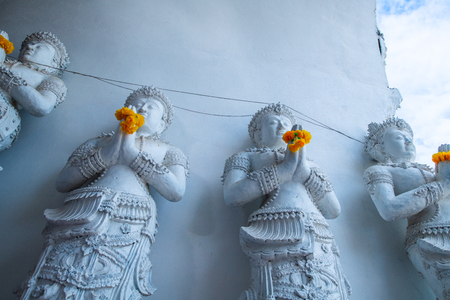 Beautiful molding art in San Pa Yang Luang temple, Thailand.の写真素材