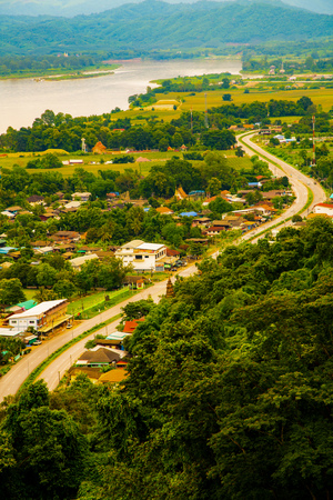 Top view of Mekong river at Chiang Saen city, Thailand.の写真素材